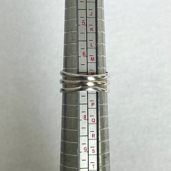 Sterling Silver 925 India Oval Blue Titanium Druzy Triple Band Ring Sz 7 - Picture 8 of 16